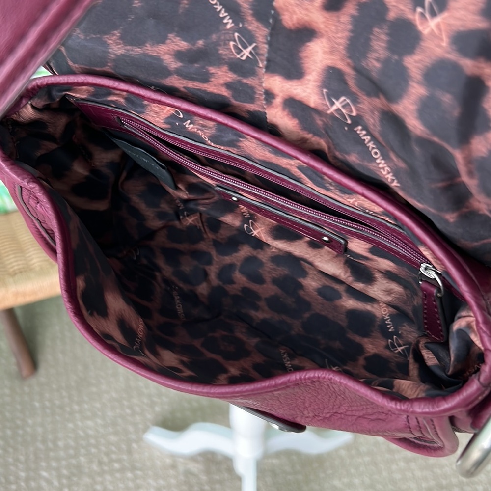 B Makowsky vintage leather shoulder handbag beautiful deep purple color - Picture 6 of 12